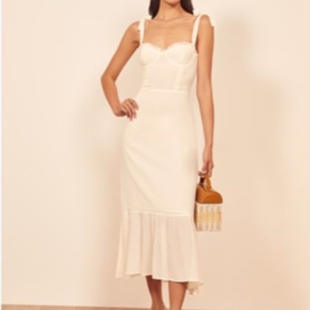 Reformation Cream Midi Slip Dress